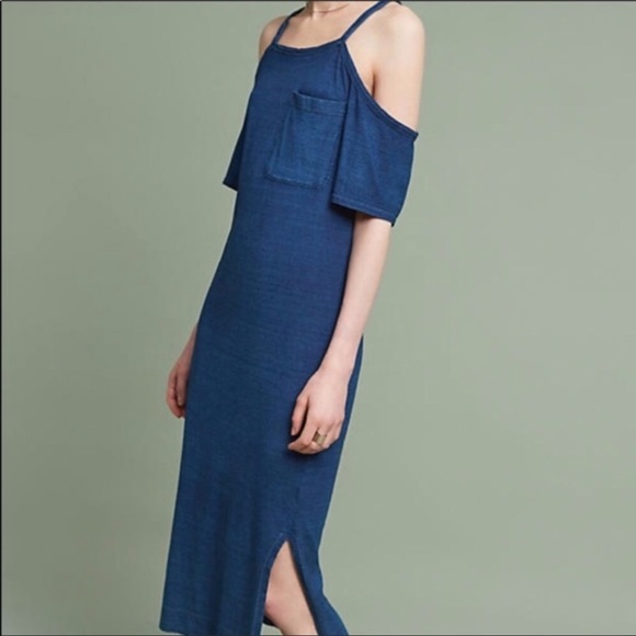 Anthropologie Dresses & Skirts - Anthropologie Cloth and Stone Blue Cold Shoulder